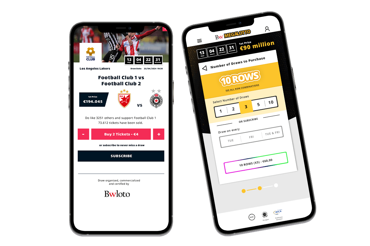 Bwloto iLottery platform dashboard showing lottery game management interface